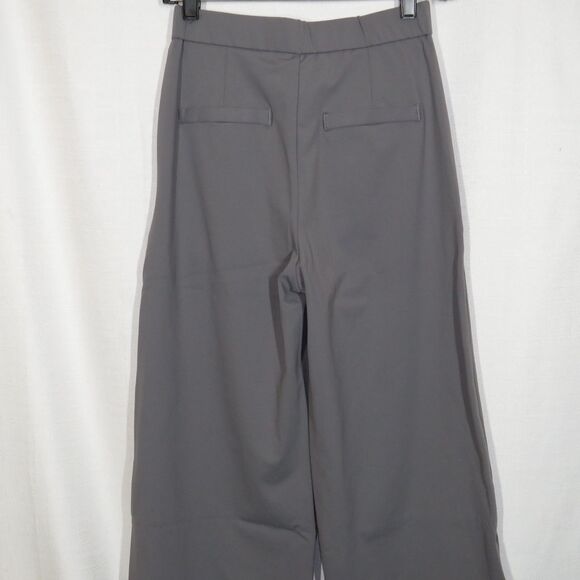 Halara Gray Faux Button Front High Waist Side Pocket Wide Leg Crop Pants Size XS - Picture 6 of 7